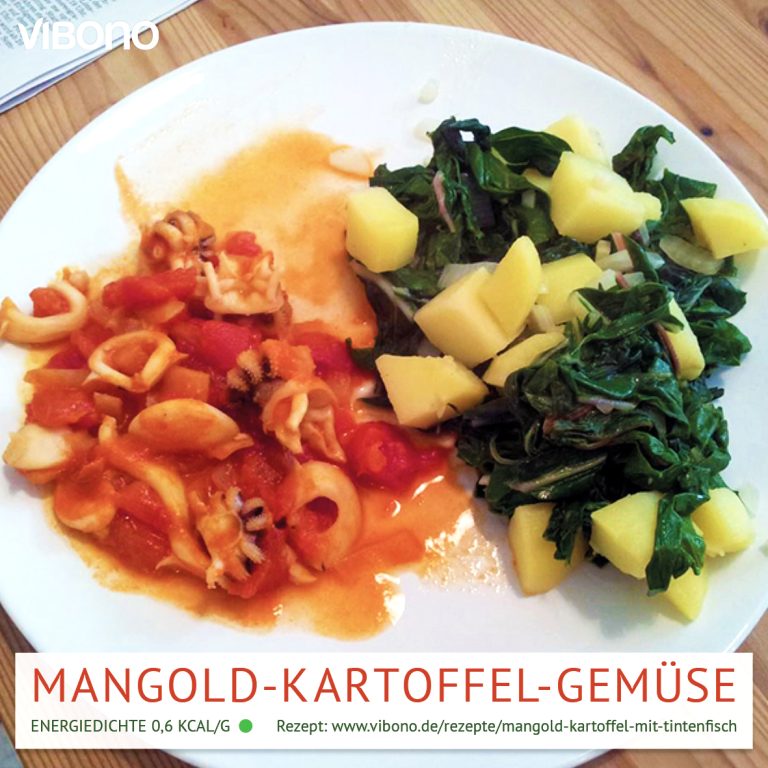 Mangold-Kartoffel-Gemüse mit Tintenfisch in Tomatensud